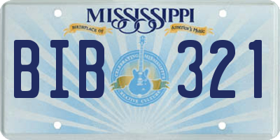 MS license plate BIB321