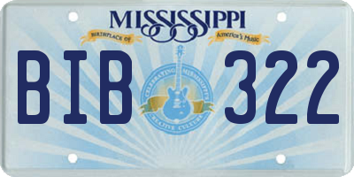 MS license plate BIB322