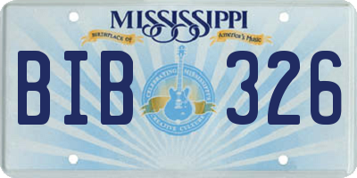 MS license plate BIB326