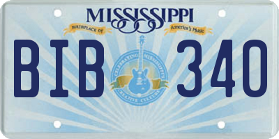 MS license plate BIB340