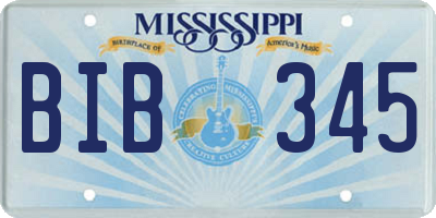 MS license plate BIB345