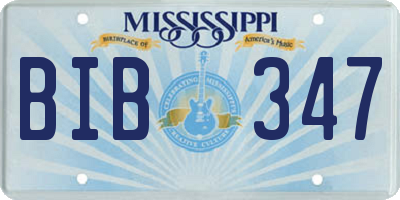 MS license plate BIB347