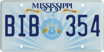 MS license plate BIB354