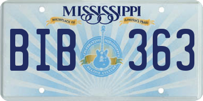 MS license plate BIB363