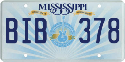 MS license plate BIB378
