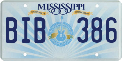 MS license plate BIB386