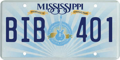 MS license plate BIB401