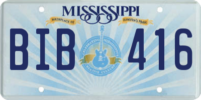 MS license plate BIB416