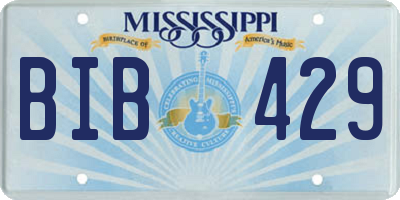 MS license plate BIB429