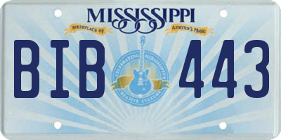 MS license plate BIB443