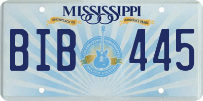 MS license plate BIB445