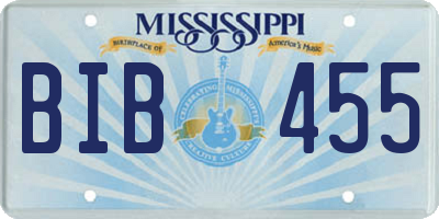 MS license plate BIB455