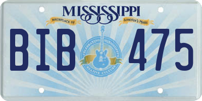 MS license plate BIB475