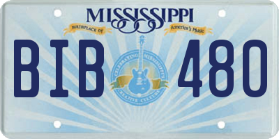MS license plate BIB480