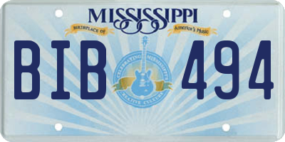 MS license plate BIB494