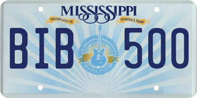 MS license plate BIB500