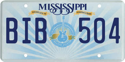 MS license plate BIB504