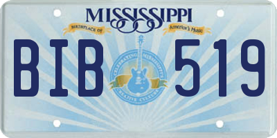 MS license plate BIB519