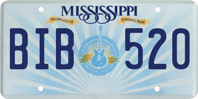 MS license plate BIB520