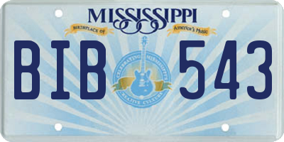 MS license plate BIB543