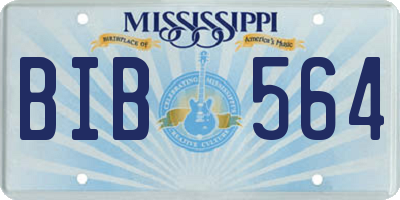 MS license plate BIB564