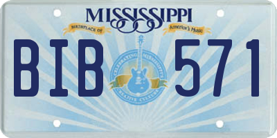 MS license plate BIB571