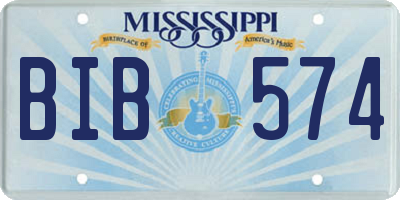 MS license plate BIB574