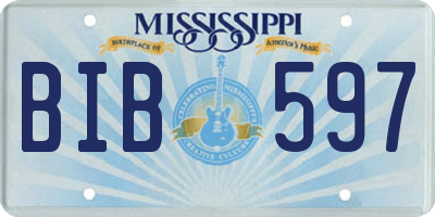 MS license plate BIB597