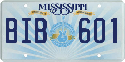 MS license plate BIB601