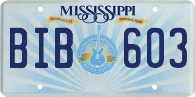 MS license plate BIB603