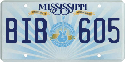 MS license plate BIB605