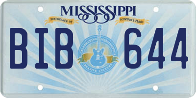 MS license plate BIB644