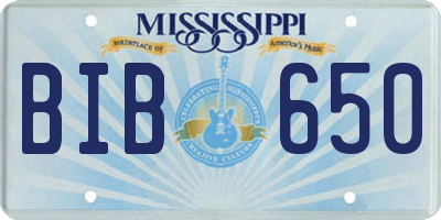 MS license plate BIB650