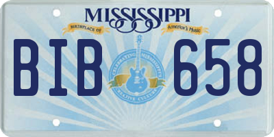 MS license plate BIB658