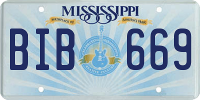 MS license plate BIB669
