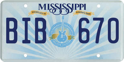 MS license plate BIB670