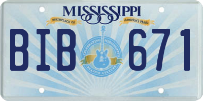 MS license plate BIB671