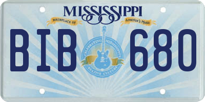 MS license plate BIB680