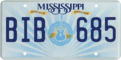 MS license plate BIB685