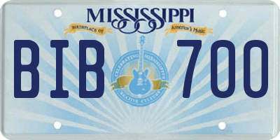 MS license plate BIB700