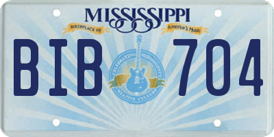 MS license plate BIB704