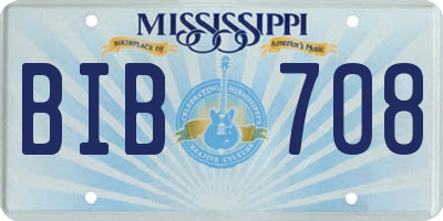 MS license plate BIB708
