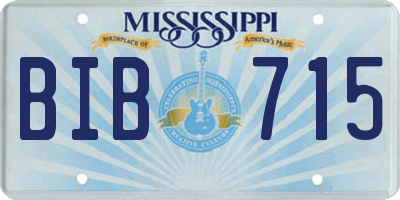 MS license plate BIB715