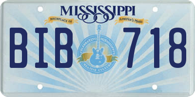 MS license plate BIB718