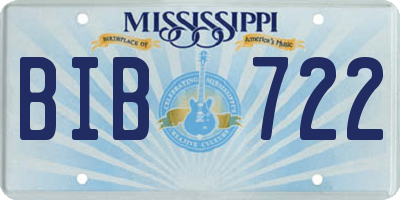 MS license plate BIB722