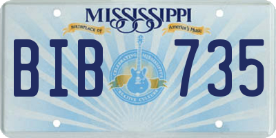 MS license plate BIB735