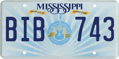 MS license plate BIB743
