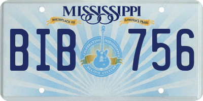 MS license plate BIB756