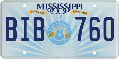 MS license plate BIB760