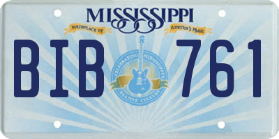 MS license plate BIB761